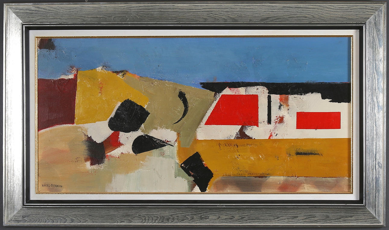 HANS OSSWALD. Abstrakt komposition, olja på duk, signerad.