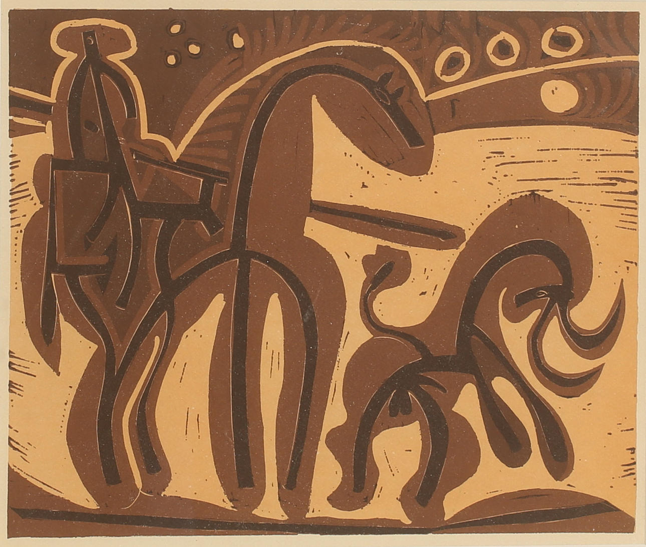 PABLO PICASSO. Silkscreen after linoleum engraving 1959.