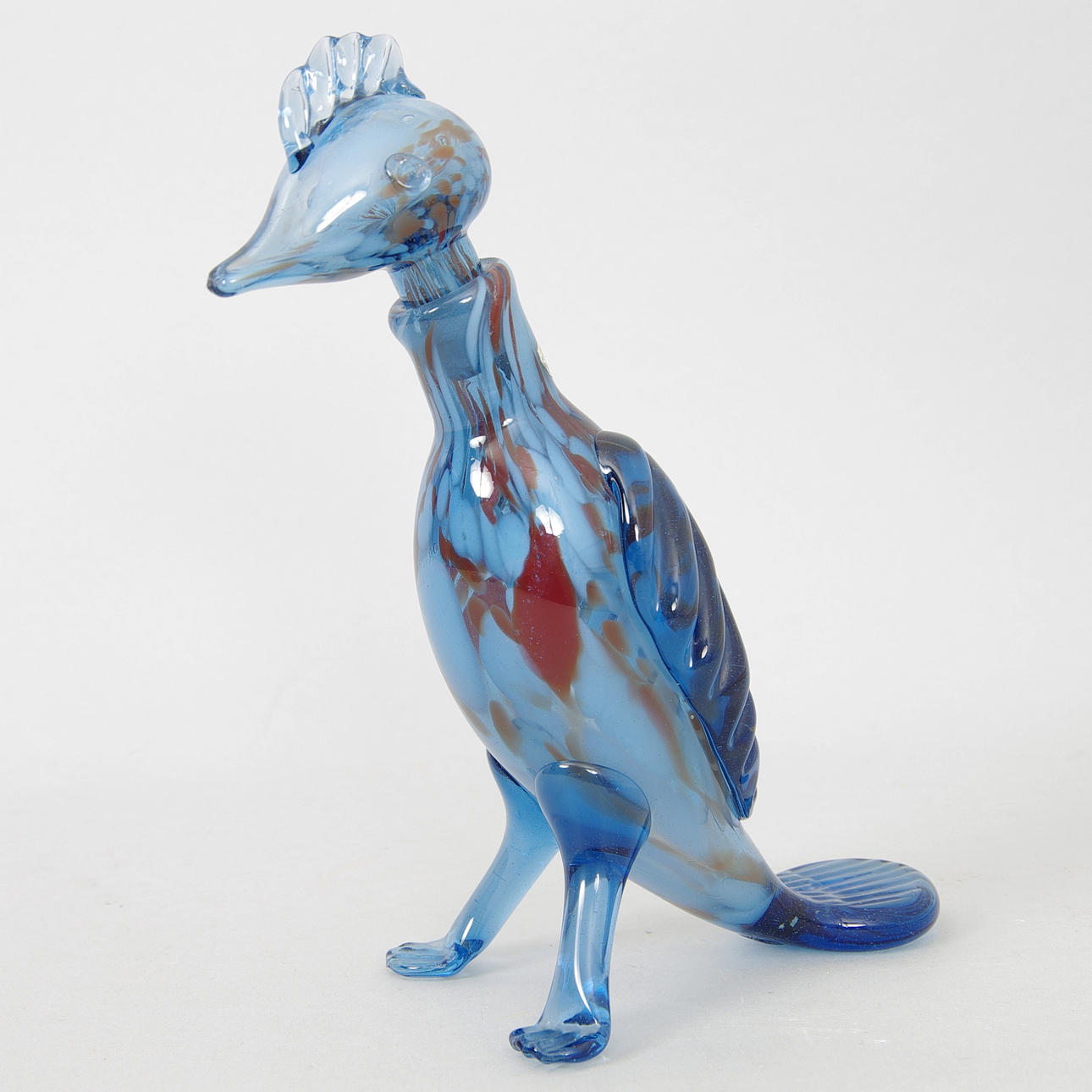 KARAFF i form av fågel, konstglas, Ture Berglund, Stockholms glasbruk.