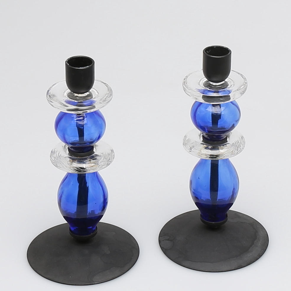 LJUSSTAKAR, glas och metall, ett par, Erik Höglund, Boda.