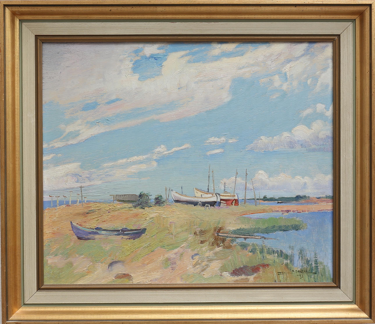 STIG JONZON. "Stensö, Kalmar". Olja på pannå, signerad och daterad -43.