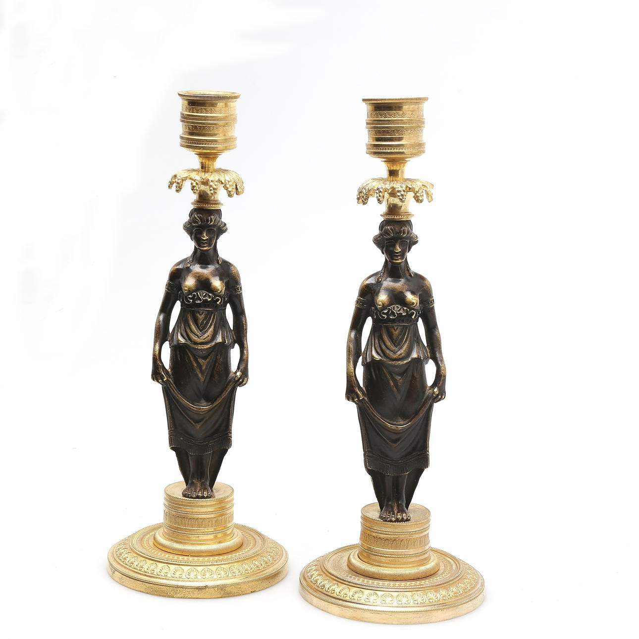 LJUSSTAKAR, ett par, empire, Frankrike 1800-talets första del.