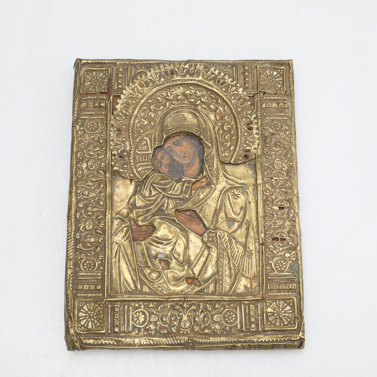 ICON, face painting, brass plate.