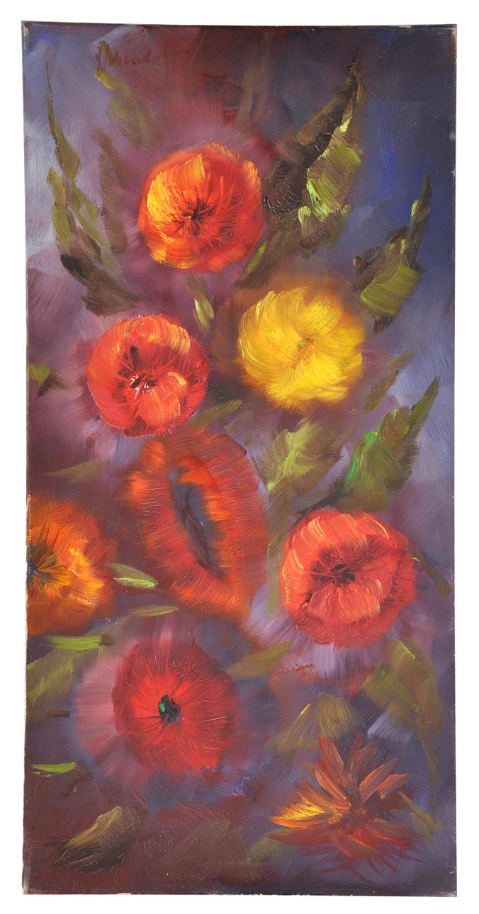 HEINZ HOHENDORFF. Stilleben. Vilda expressionistiska sommarblommor.
