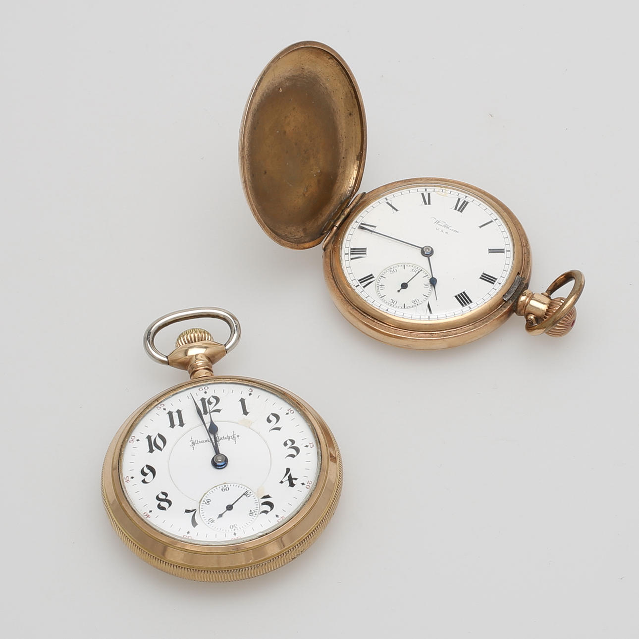 FICKUR, 2 st, savonett Waltham samt Bunn special Illinois Watch co, USA.