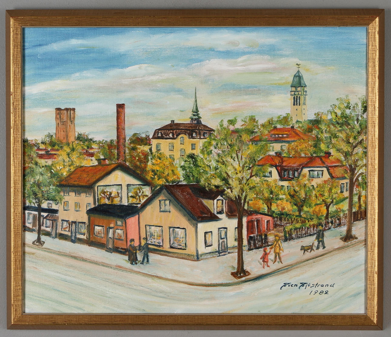 SVEN SJÖSTRAND. Motiv från Sundbyberg, olja på duk, signerad och daterad 1982.