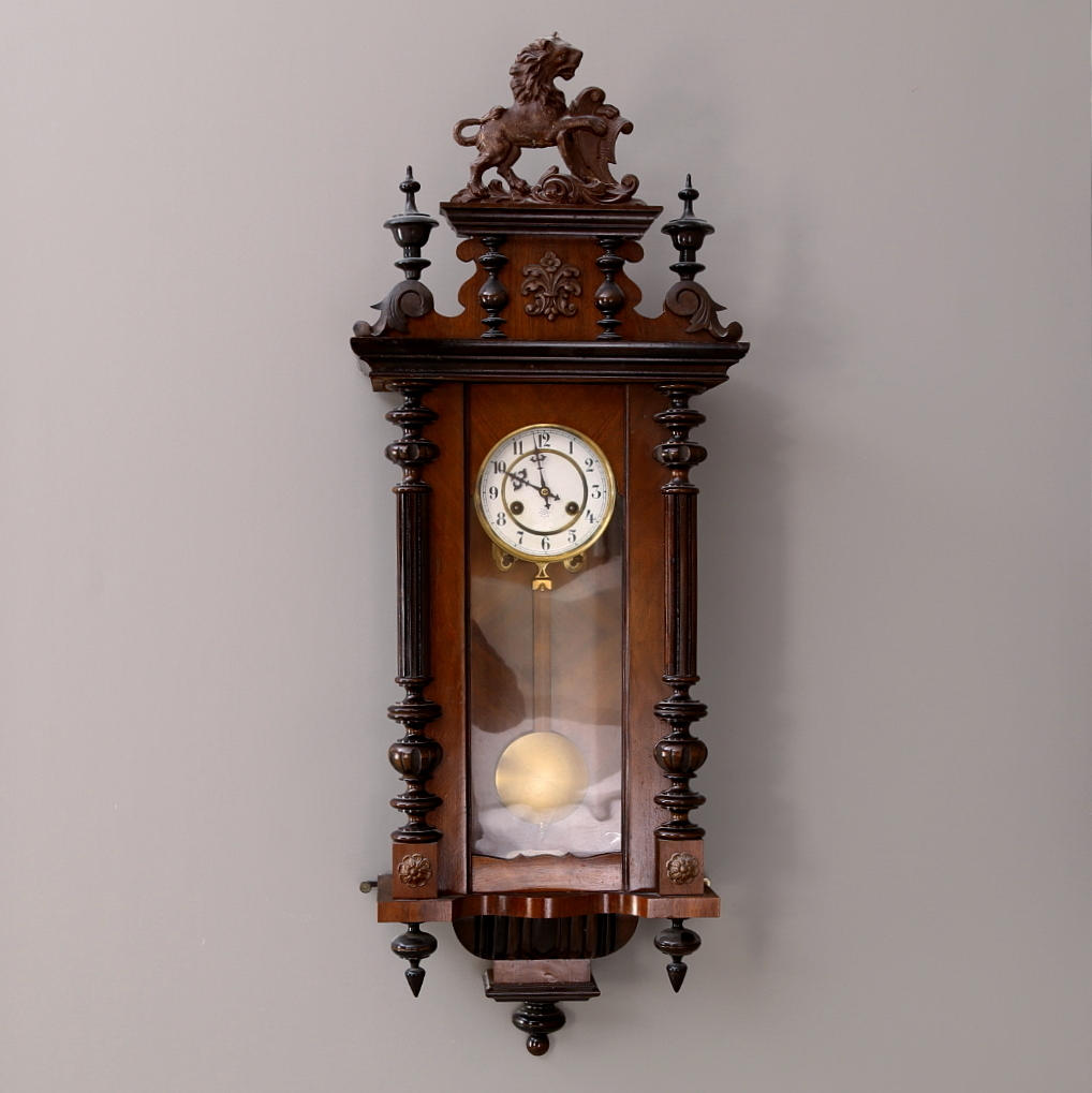 VÄGGUR, träfodral, nyrenässans, Junghans, 1800-/1900-tal.