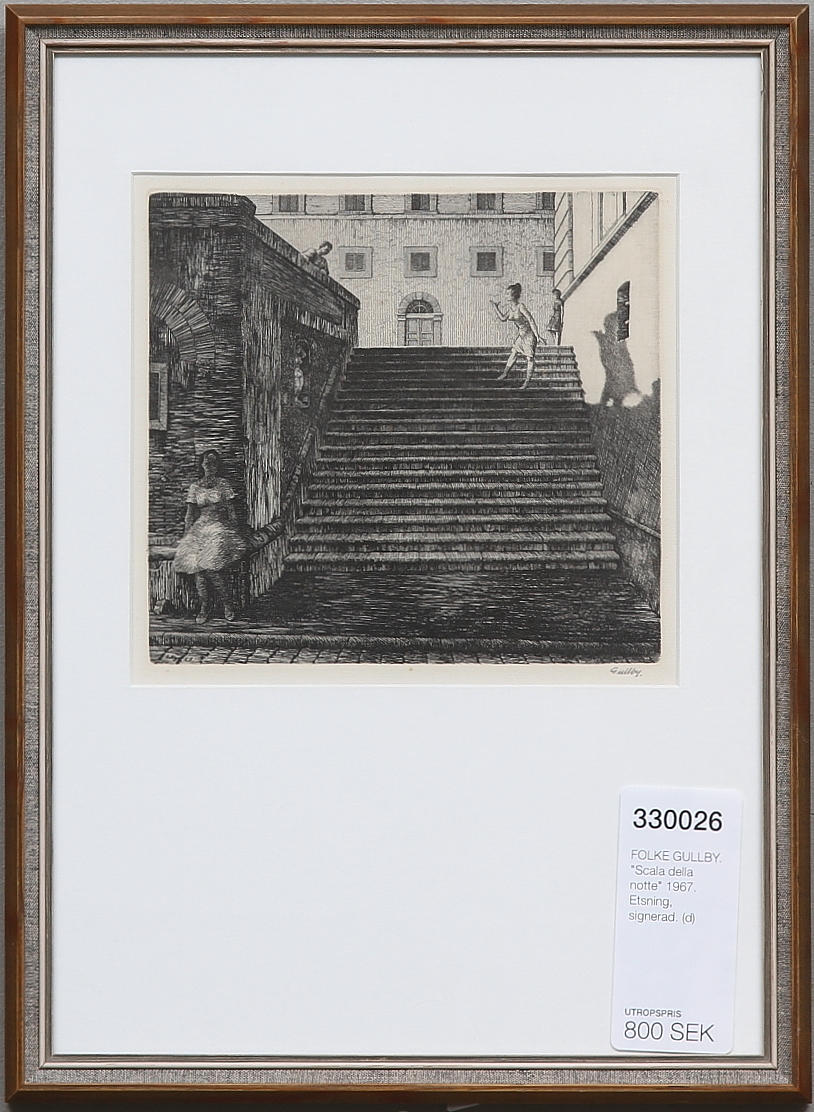 FOLKE GULLBY. "Scala della notte" 1967. Etsning, signerad.