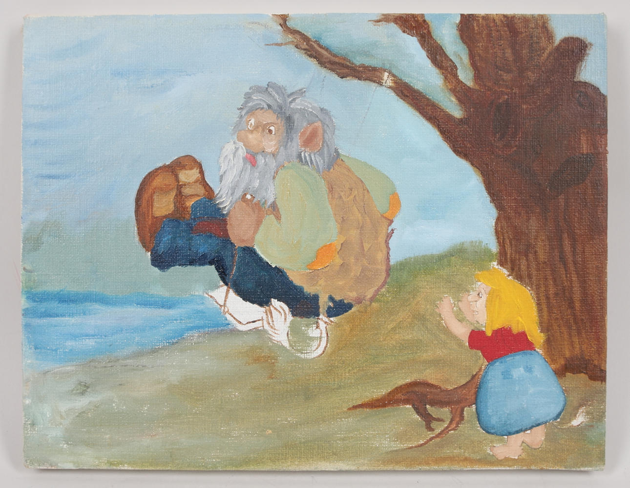 OIDENTIFIERAD KONSTNÄR. olja på duk, troll, osignerad.