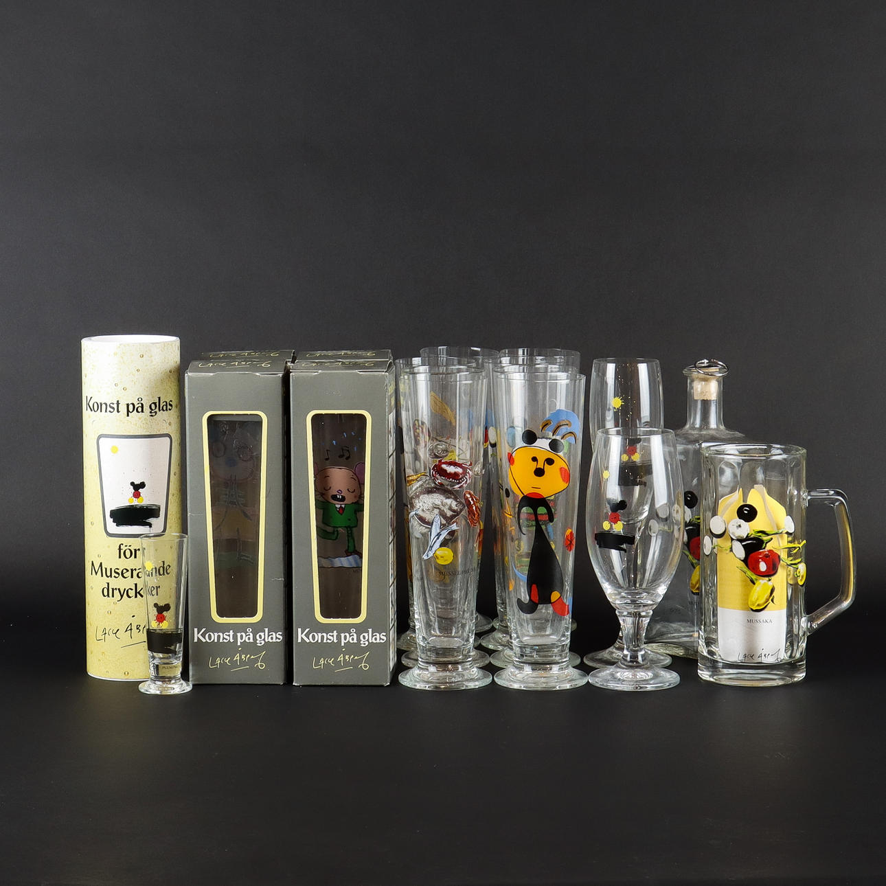 GLASSERVIS 17 delar, Lasse Åberg.