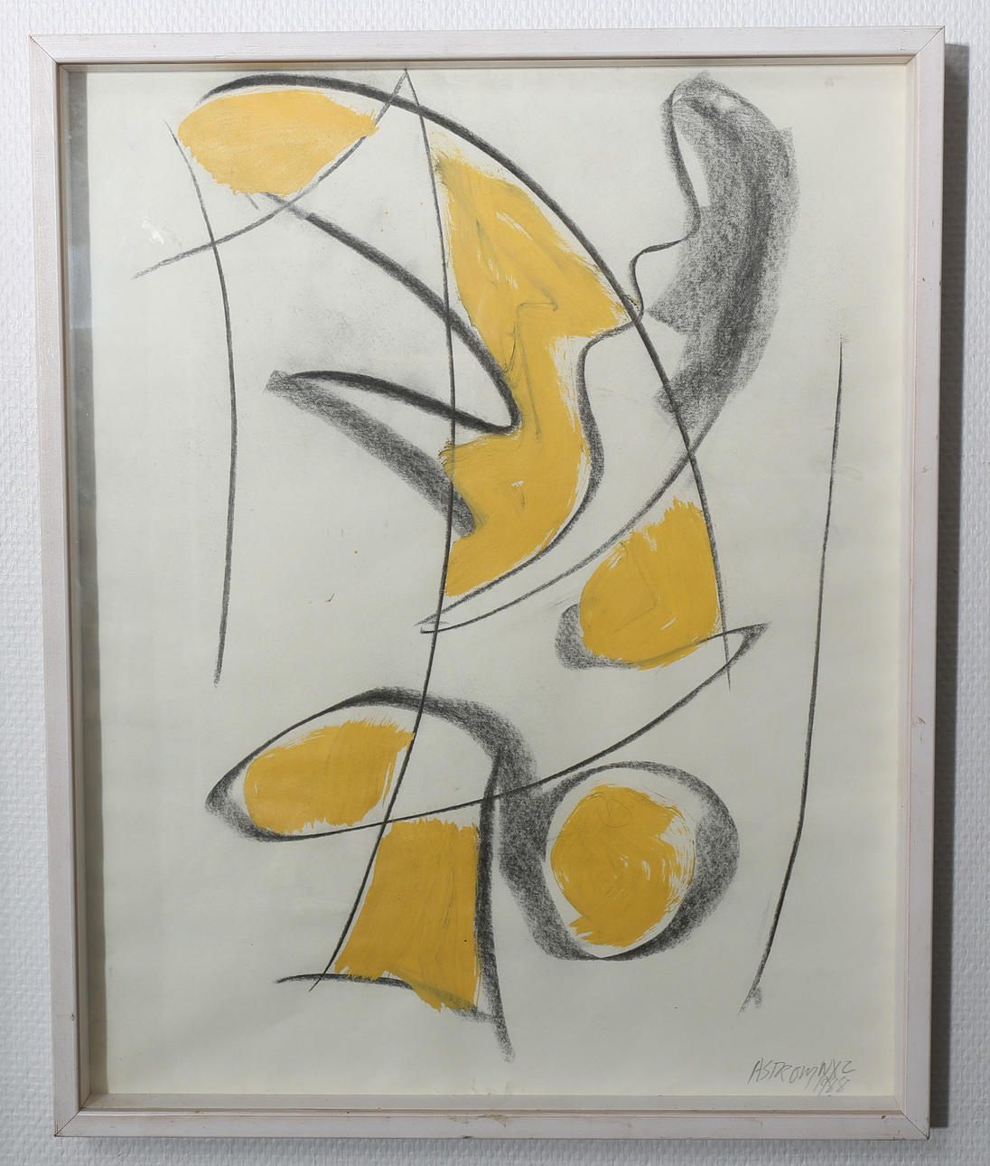 PETER ÅSTRÖM. Mixed media on paper, Composition, signed Åström/NYC, dated -88.