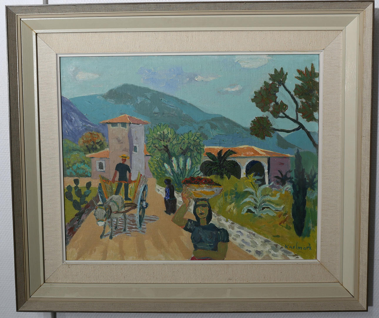 GERHARD KARLMARK. Olja på pannå, Sydländskt landskap, signerad Karlmark.