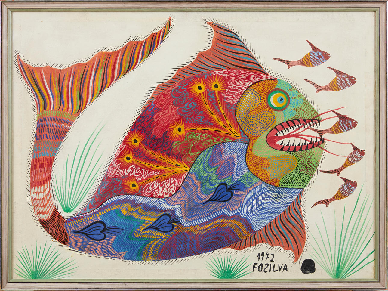 FRANCISCO DA SILVA (1910-1985). Fishes, oil on canvas, signed F D Silva, dated 1972.