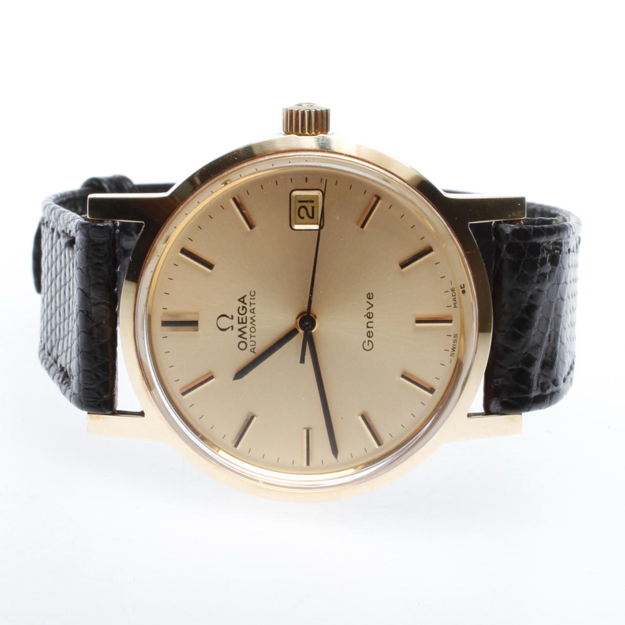 HERRARMBANDSUR, Omega, 18k guld, automat, Geneve.