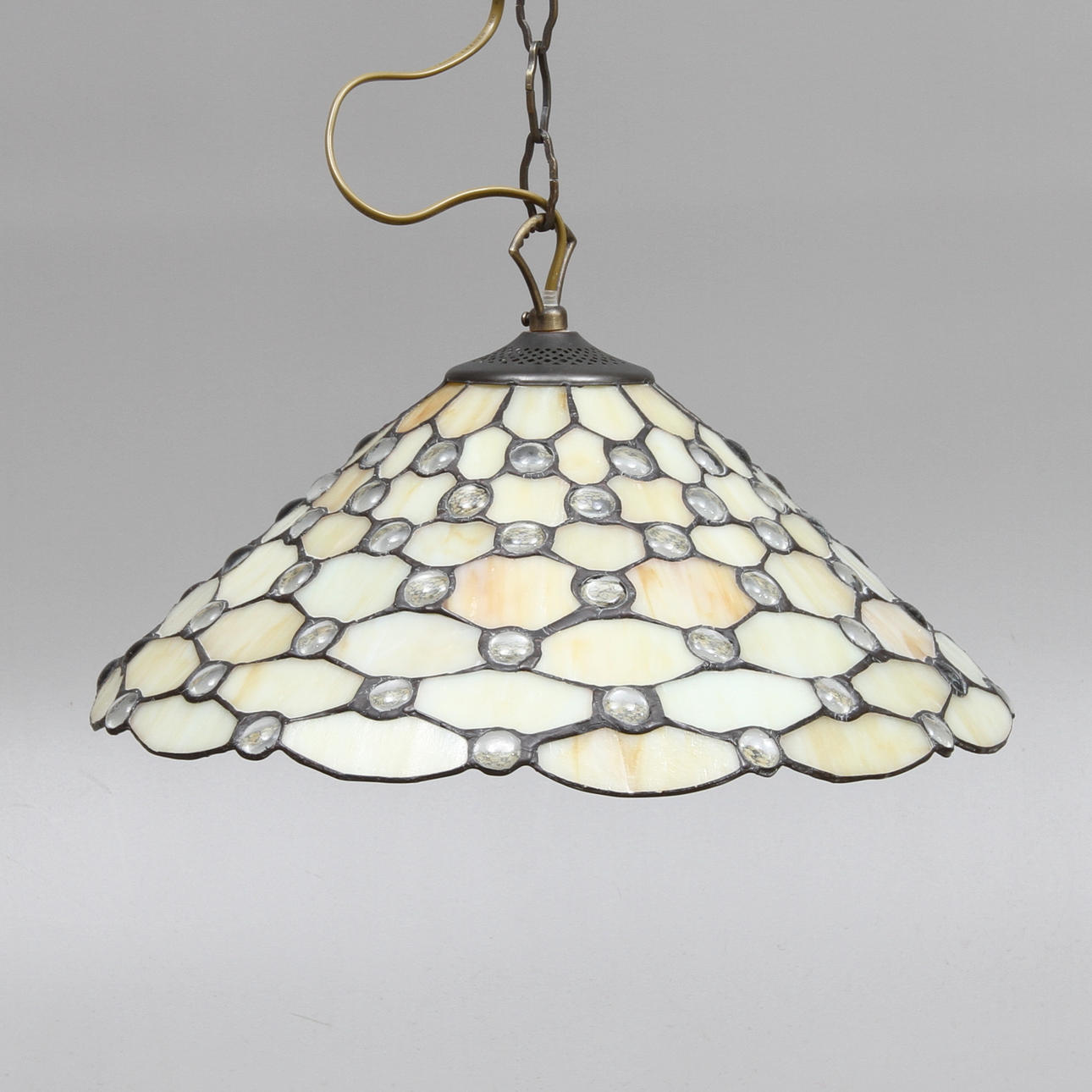 TAKLAMPA, blyinfattat glas, 1900/2000-tal.