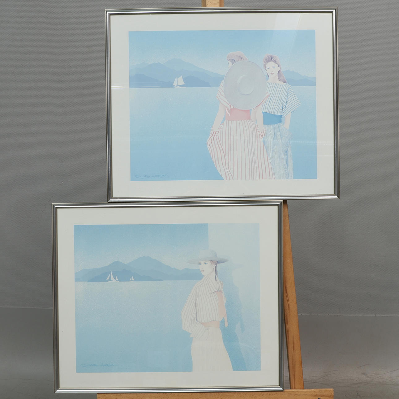 RICHARD AKERMAN. tryck efter, kustmotiv, tryckt signatur.