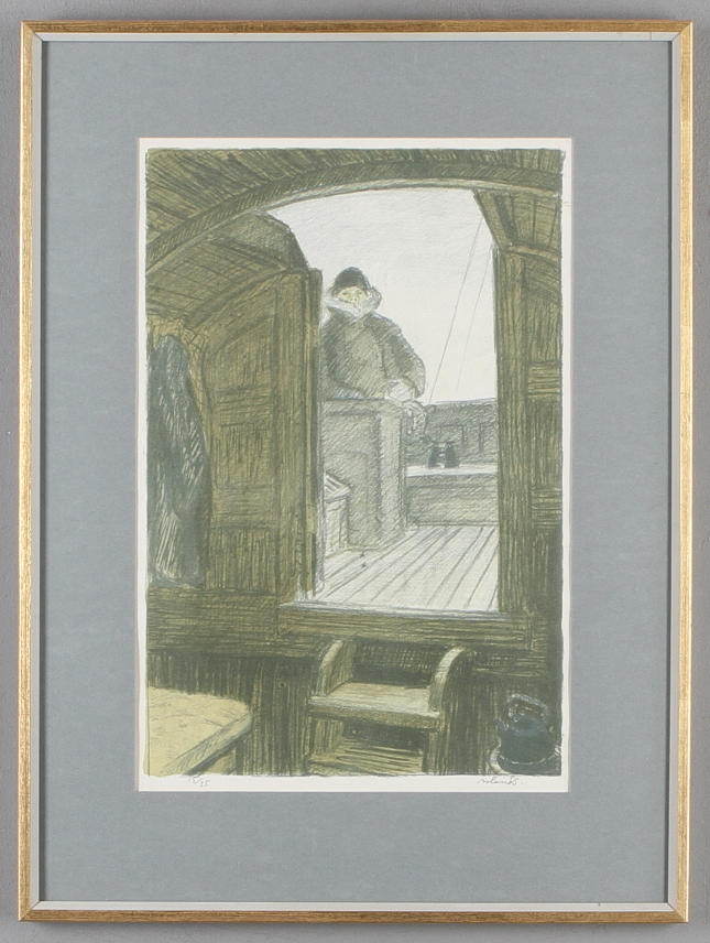 ROLAND SVENSSON. "Till Rors", färglitografi, signerad och numrerad 15/35.