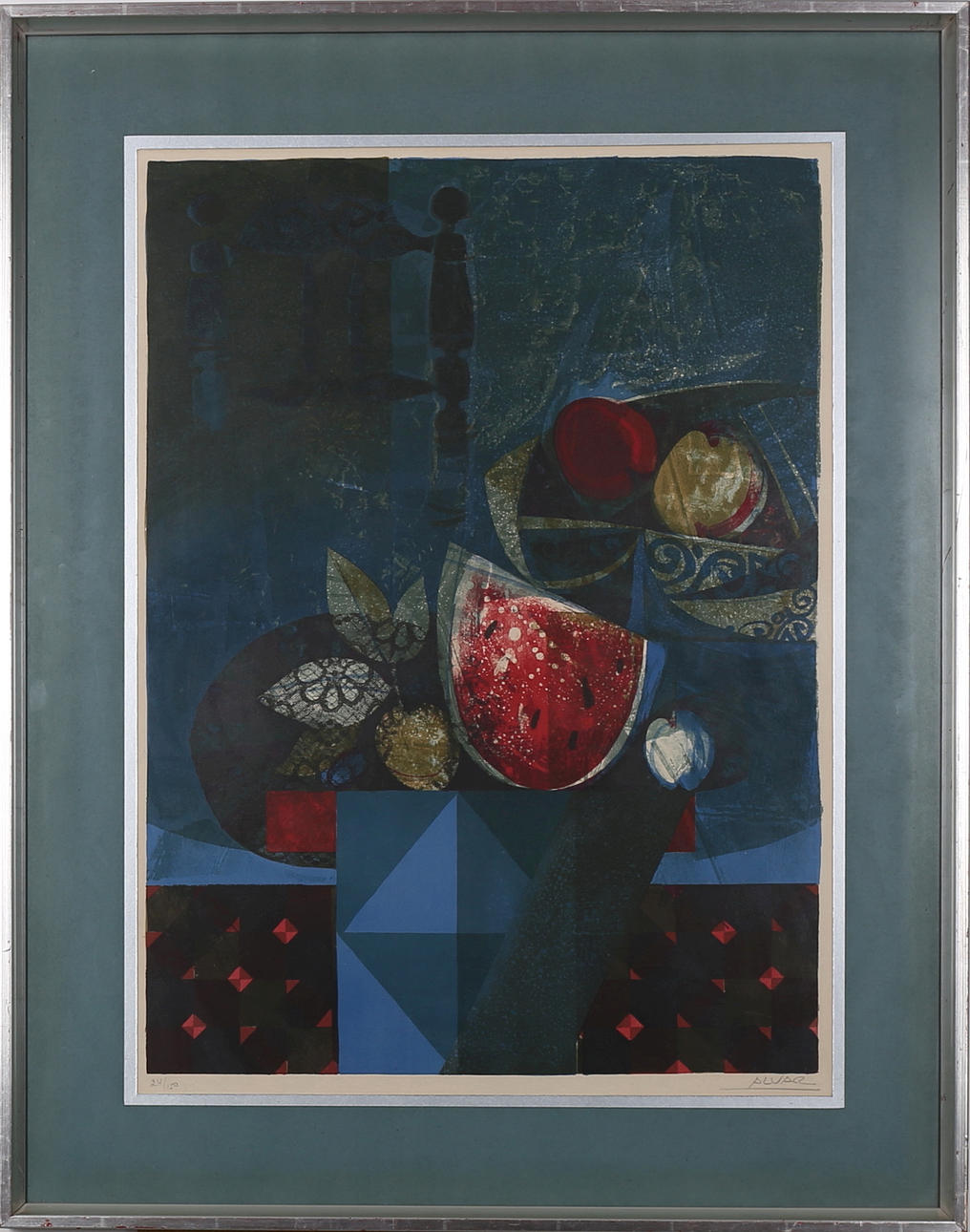 ALVAR SUÑOL. Färglitografi, stilleben med frukt, signerad Alvar, numrerad 24/150.