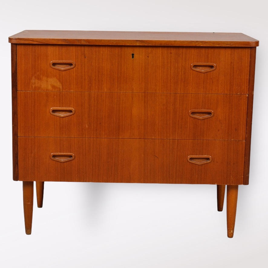 Kommode, 3-skuffer, teaktræ, 1960'erne.