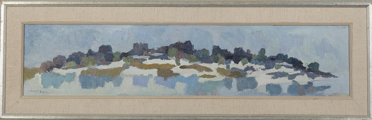 CARL M LARSSON. Landskap, olja på pannå, signerad.