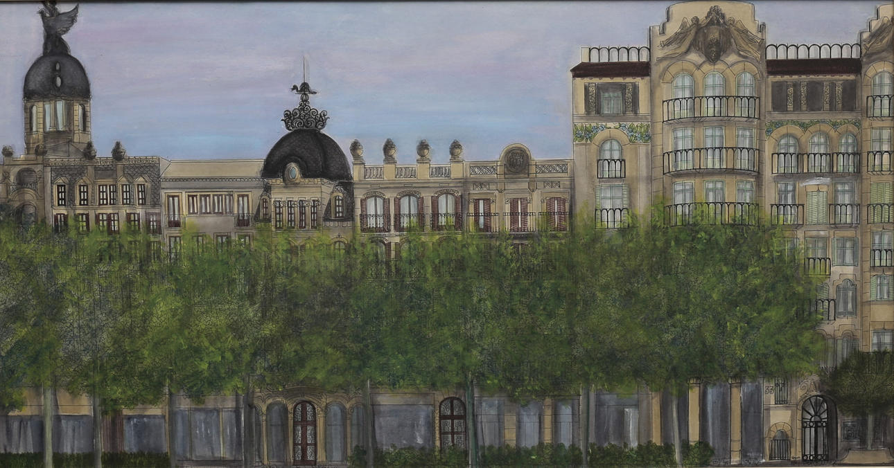 CASTELLS. Byudsigt, Passeig de Gràcia (Barcelona).