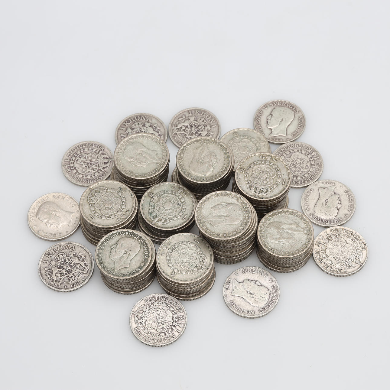 MØNT 1-krone sølv Sverige.