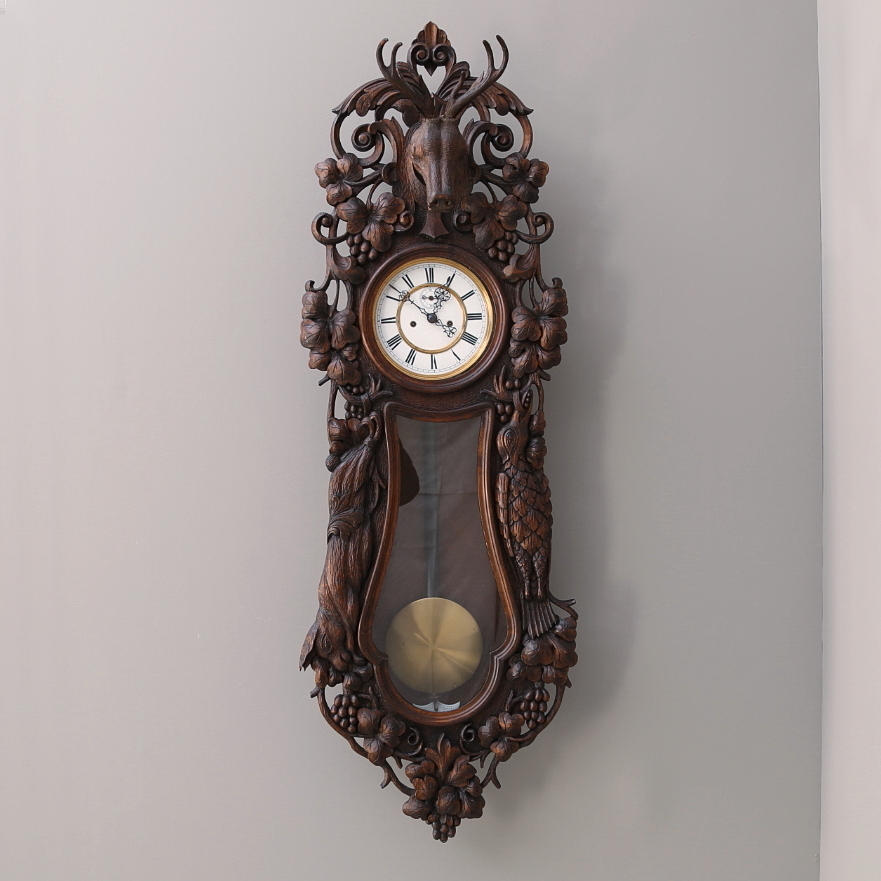 VÄGGUR, lodregulator, träskuret fodral, 1900-tal.