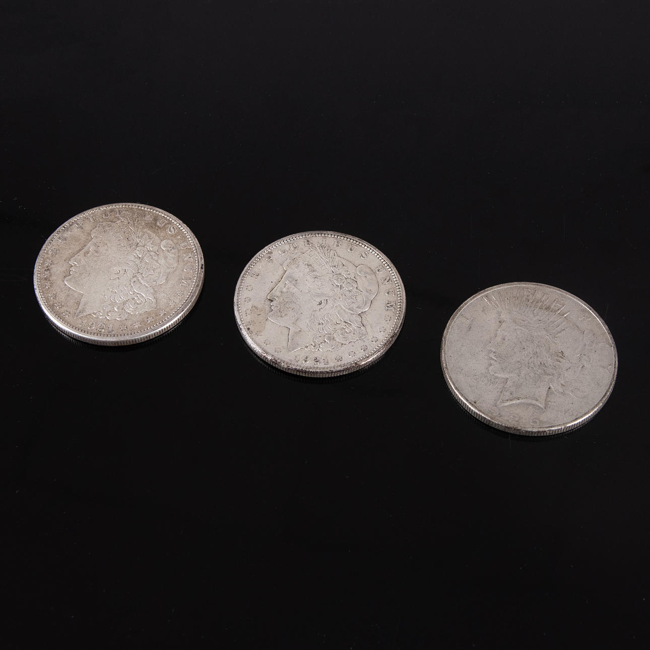 SILVER DOLLARS, 3 pcs, 1921,1926.