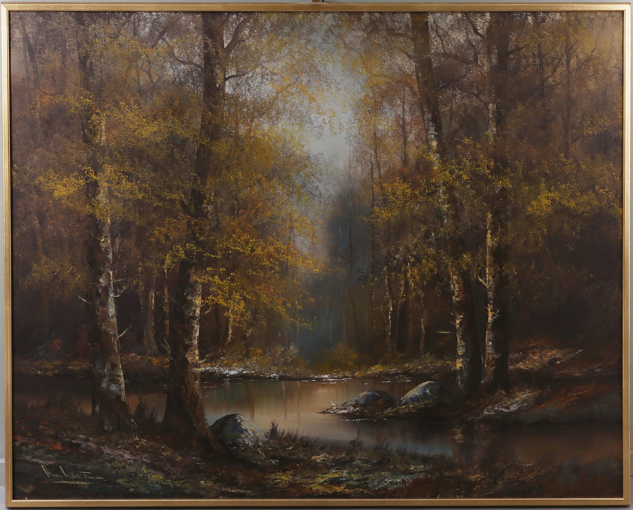 ARNE WALLSTEN. Skogslandskap, olja på duk, signerad.