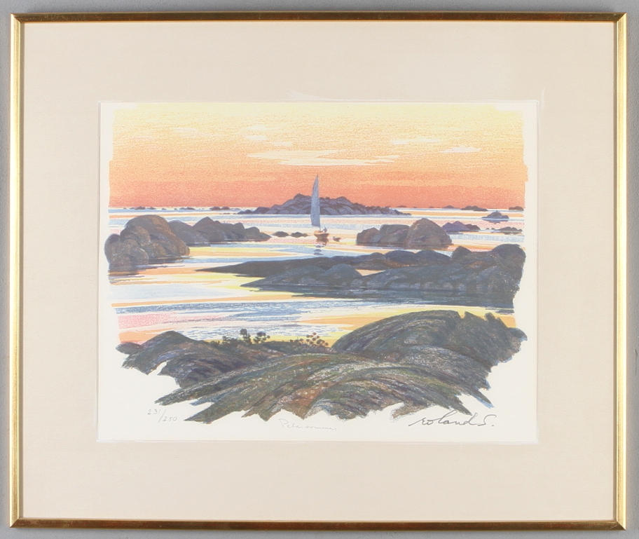 ROLAND SVENSSON. "Pelarsommar", färglitografi, signaer samt numrerad 231/250.