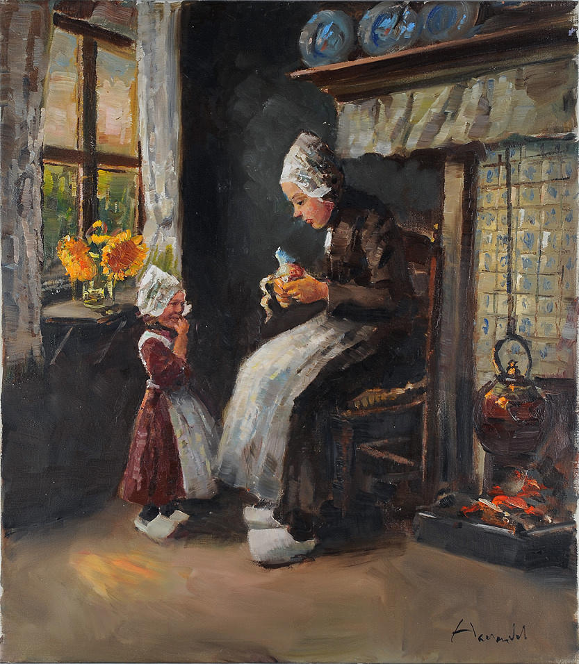 HARRY HAERENDEL. Mor och dotter skalar äpplen i en holländsk salong.