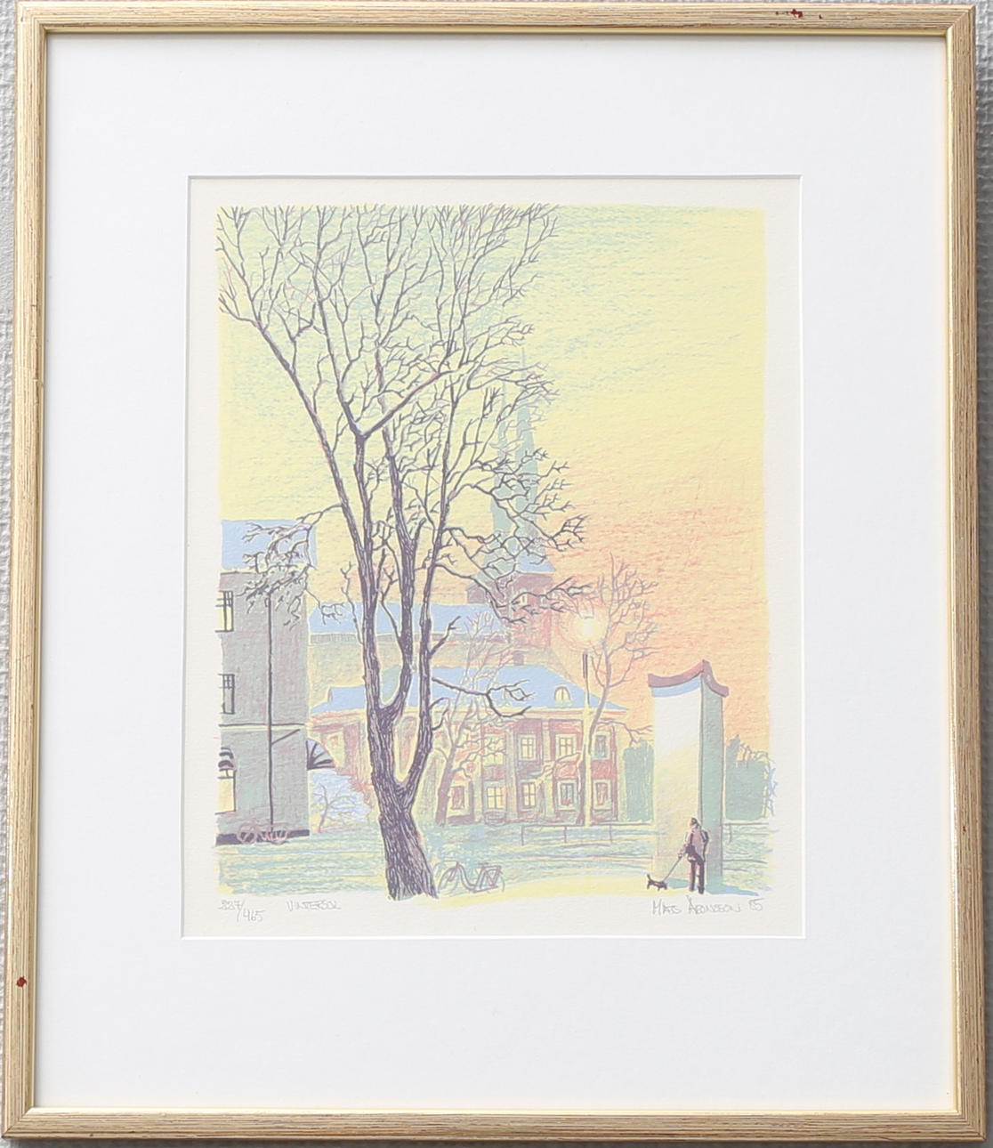 MATS ARONSSON. "Vintersol", färglitografi, signerad, numrerad 227/465, daterad -85.