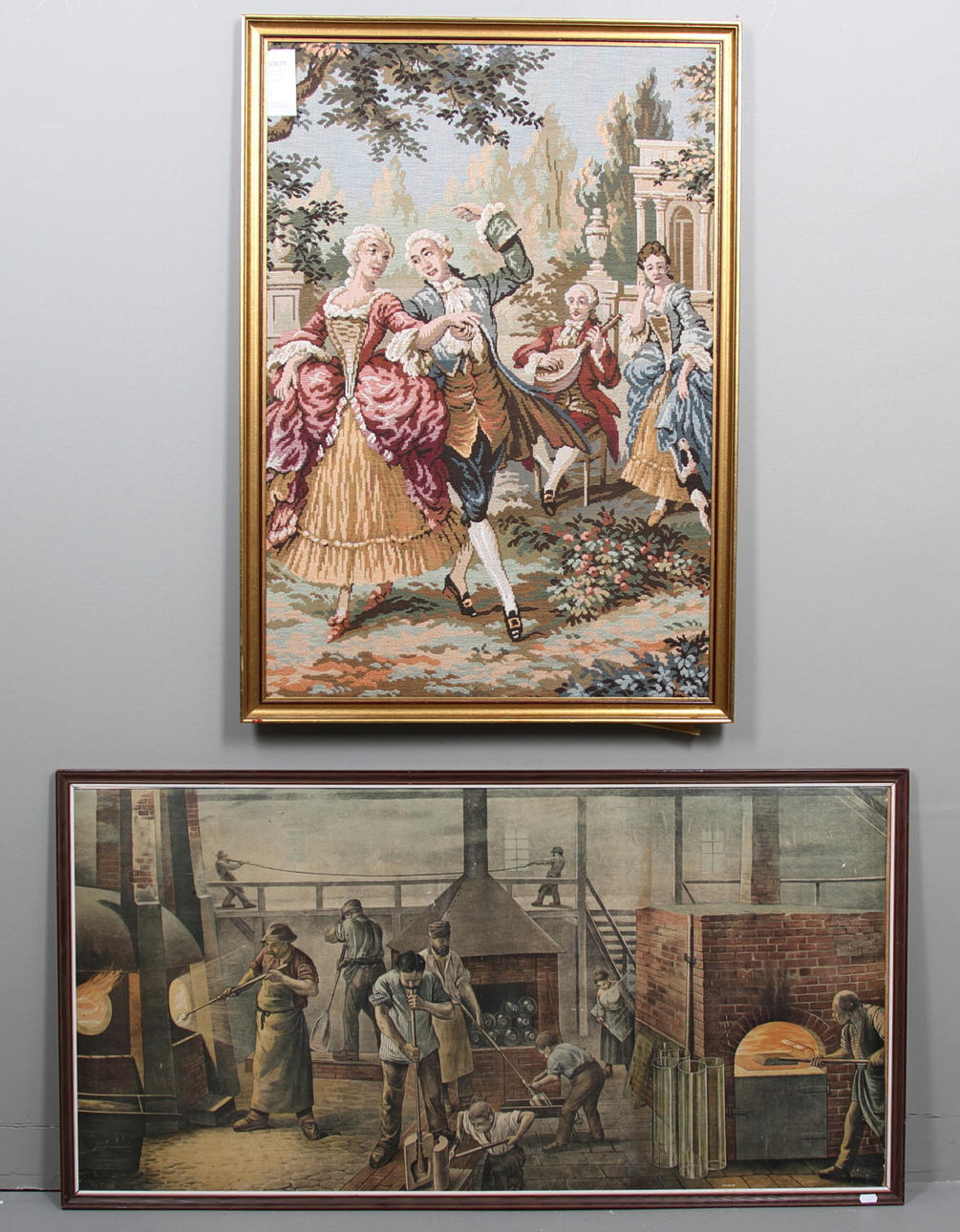 GOBELÄNG,Rococopar, Samt plansch, Glasblåsning.