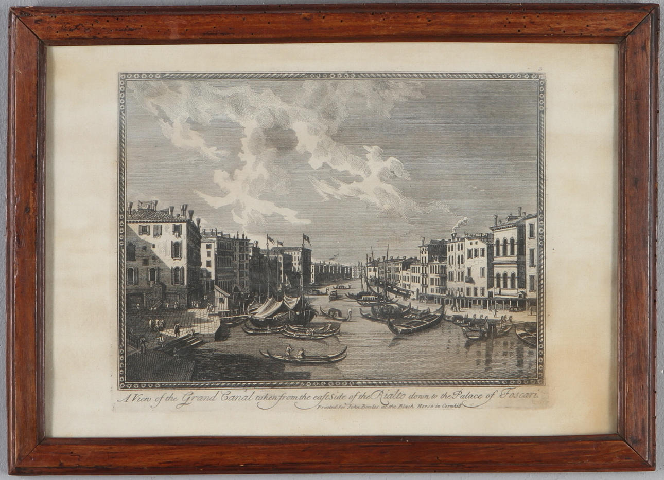 GRAVYR, "A View of the Grand Canal taken from the eastside of the Rialto down to the Palace of Foscari." 1800-tal.