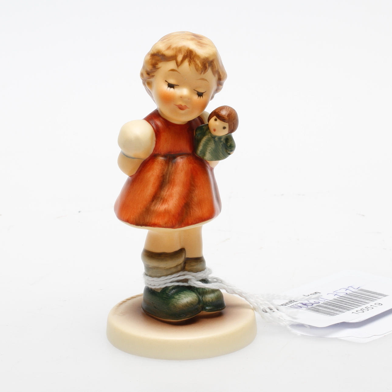 FIGURIN, flicka med handdocka, MJ Hummel, Goebel, Tyskland.