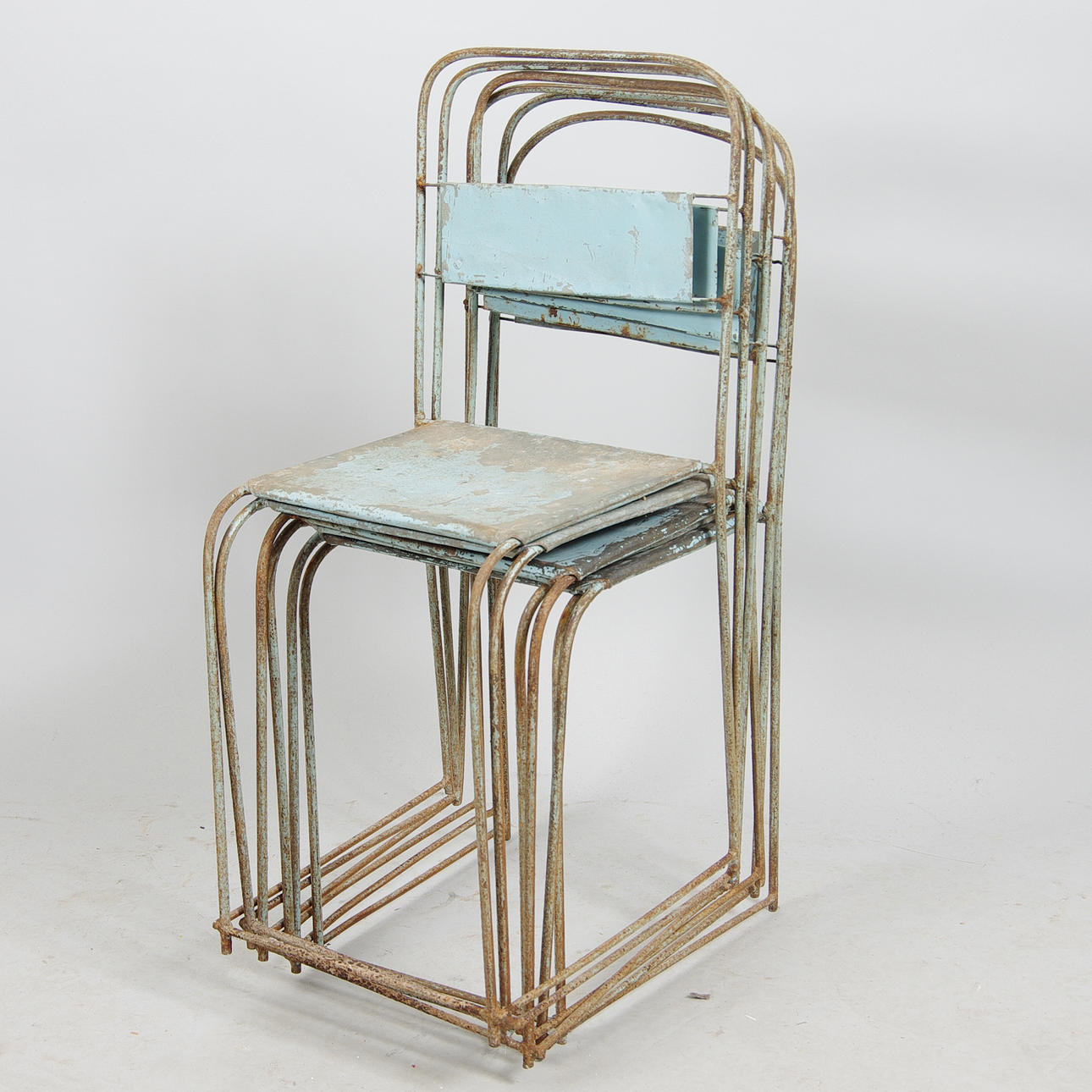 STOLAR, 6 stycken, målad plåt och smidesjärn, industridesign.