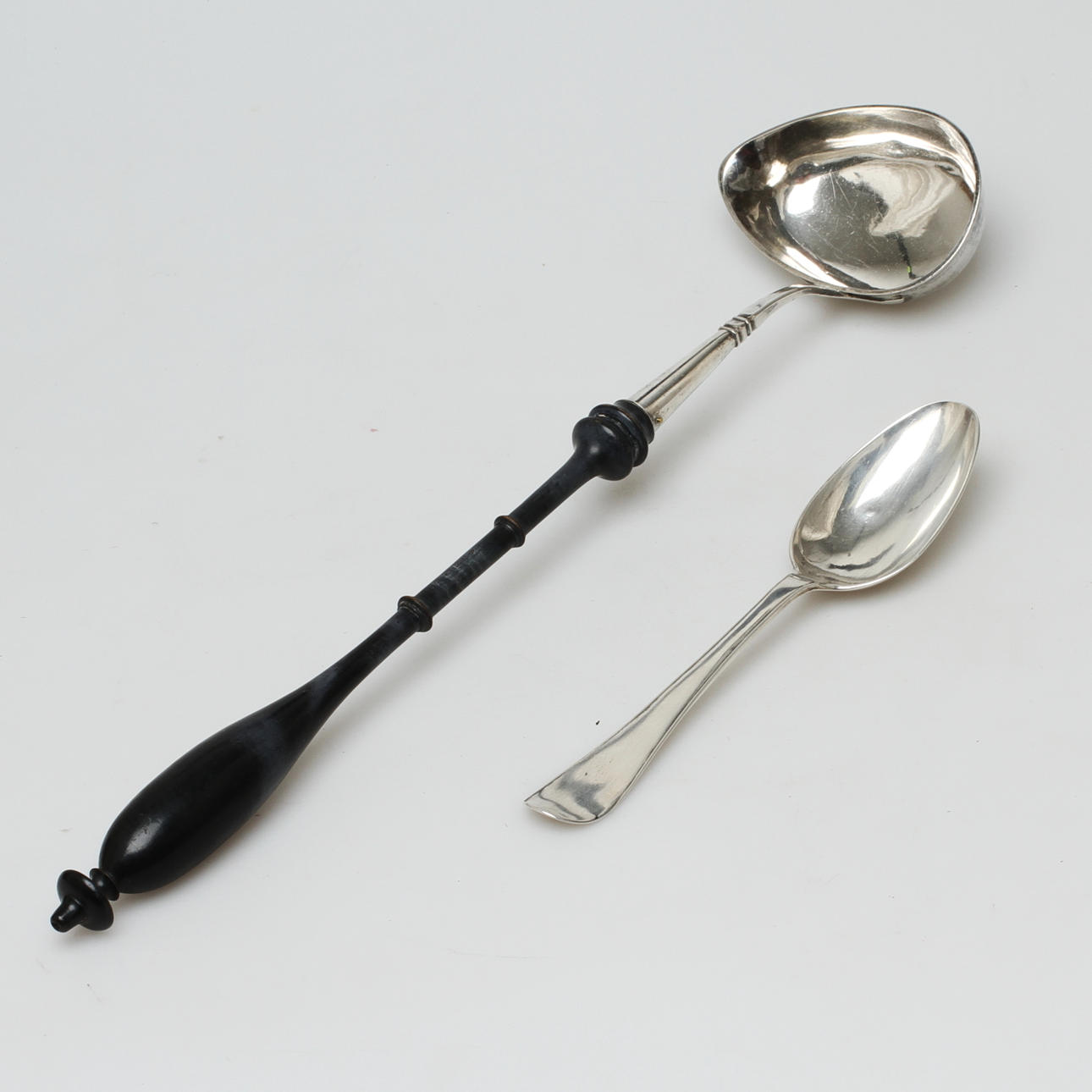 SOPPSLEV och SKED, silver 1857 resp 1794.