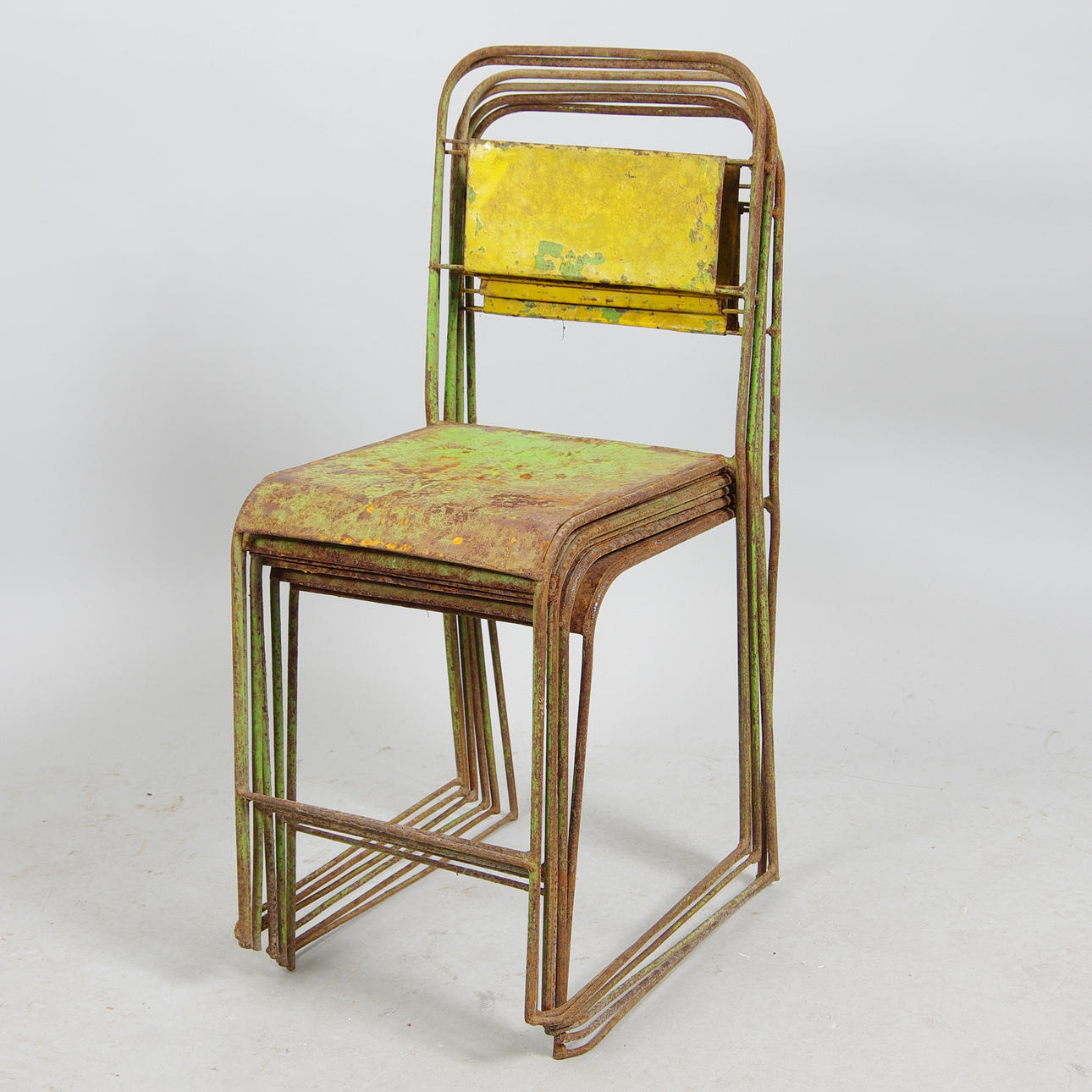 STOLAR, 6 stycken, grönmålad metall, industridesign.