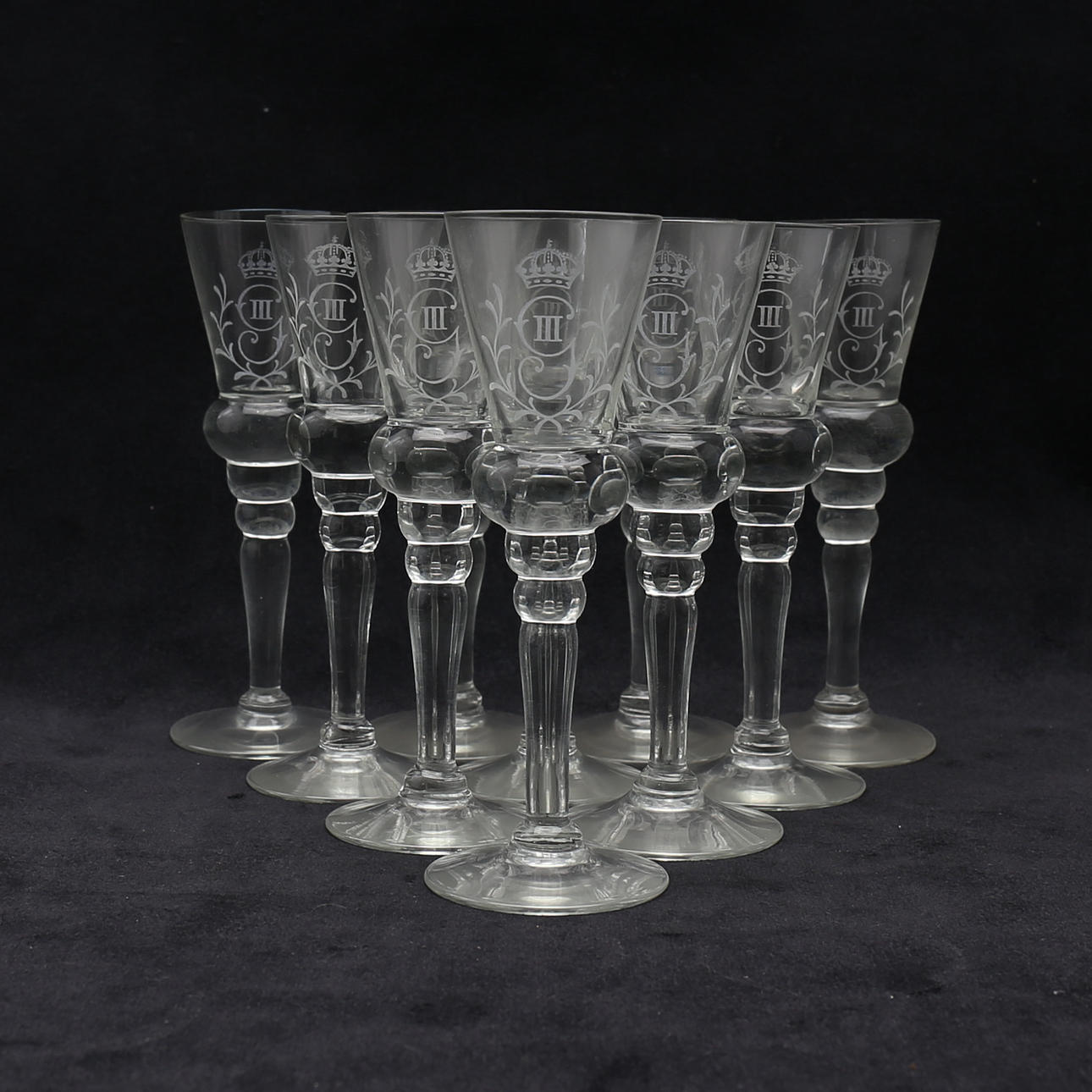 SNAPSGLAS, 10 st, "Gustav III", Reijmyre.