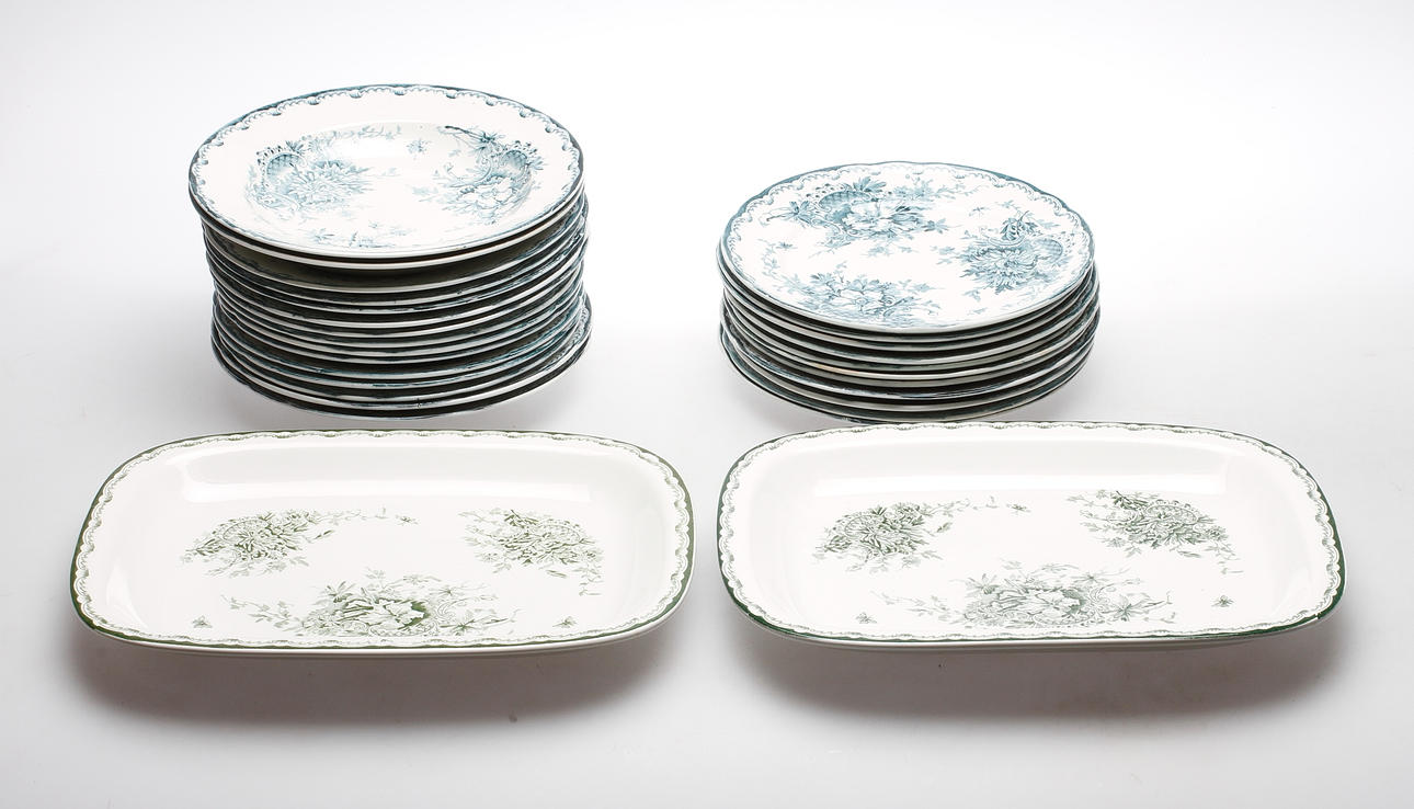 Servisdelar, Rörstrand/Göteborg, "Grön Anna" 27 delar.