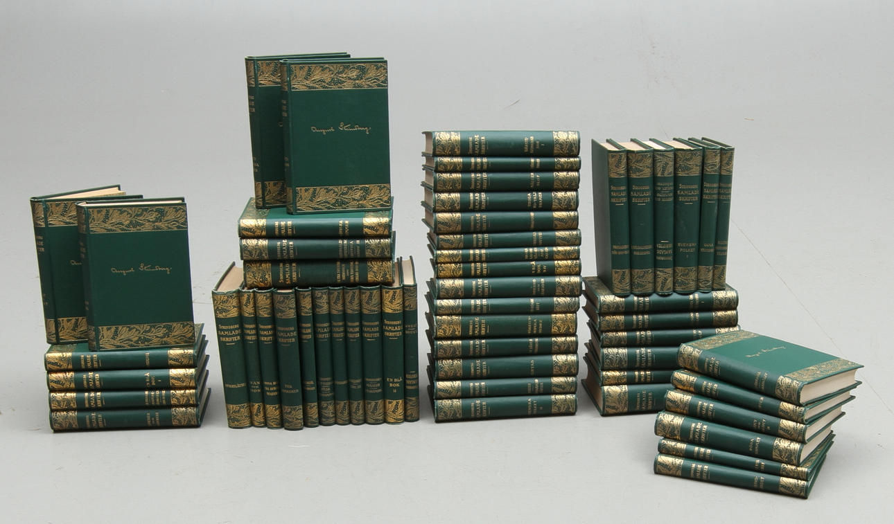 AUGUST STRINDBERG, "Samlade Verk", 55 volymer, Bonniers 1912-19.