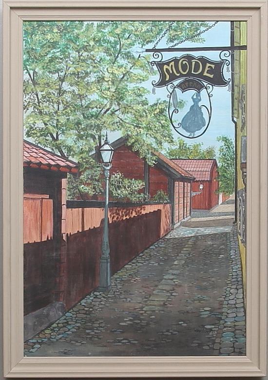 OIDENTIFIERAD KONSTNÄR. Gamla Linköping. Olja på duk, signerad Carlen och daterad 78.