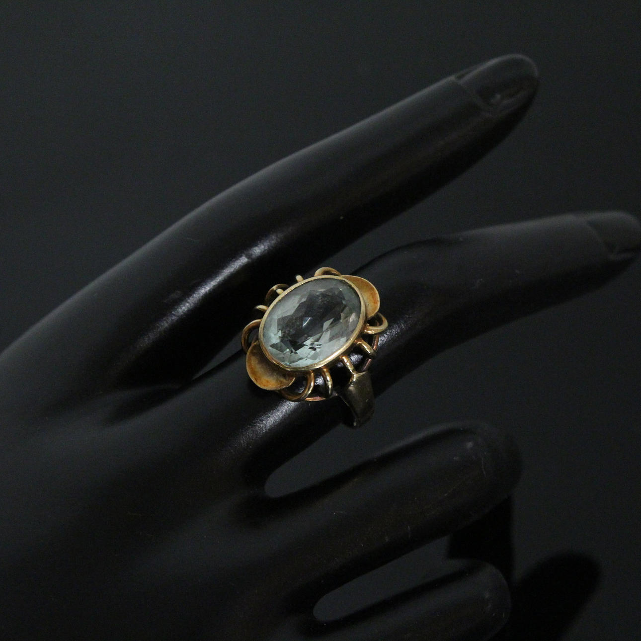 585 rose gold large aquamarine ring.