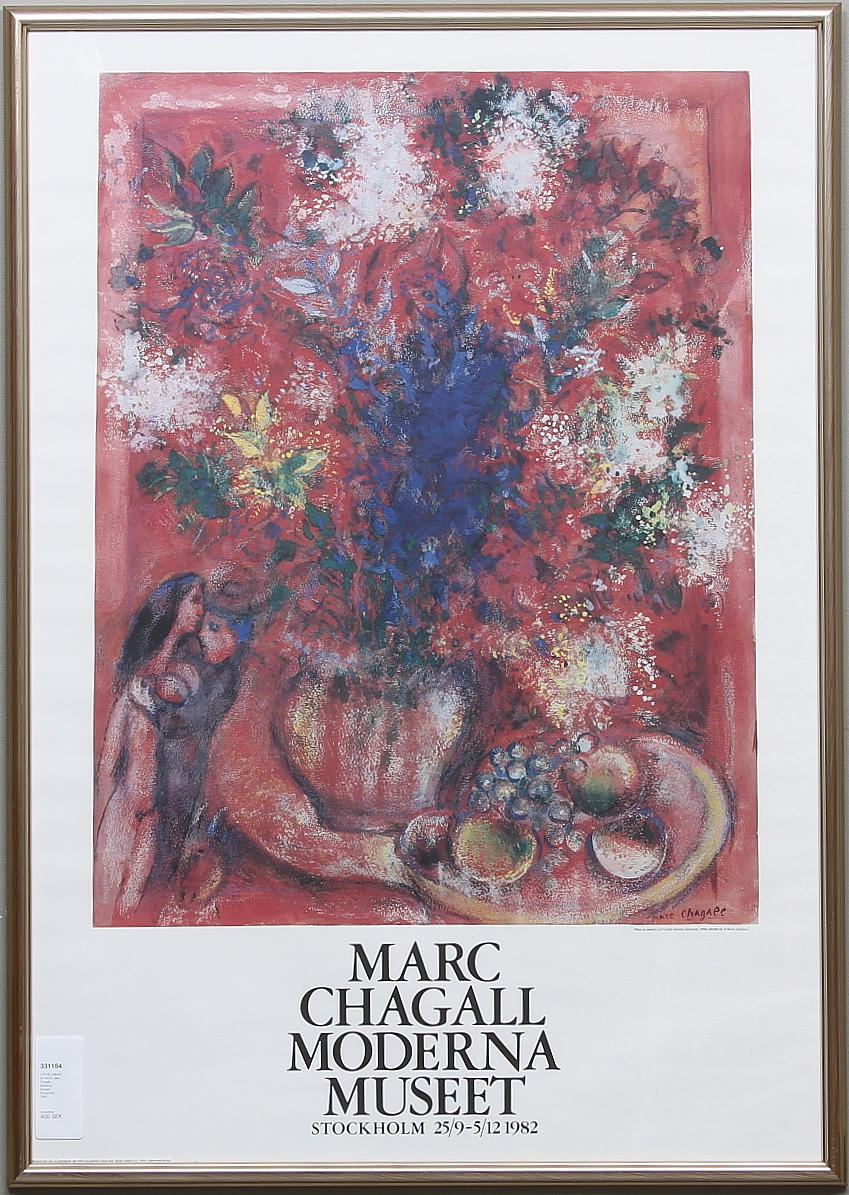 UTSTÄLLNINGSAFFISCH, Marc Chagall, Moderna Museet, Stockholm 1982.