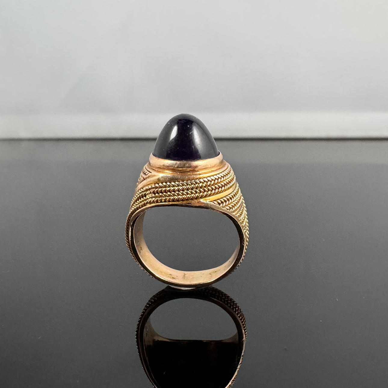 rosa guld ametist ring.