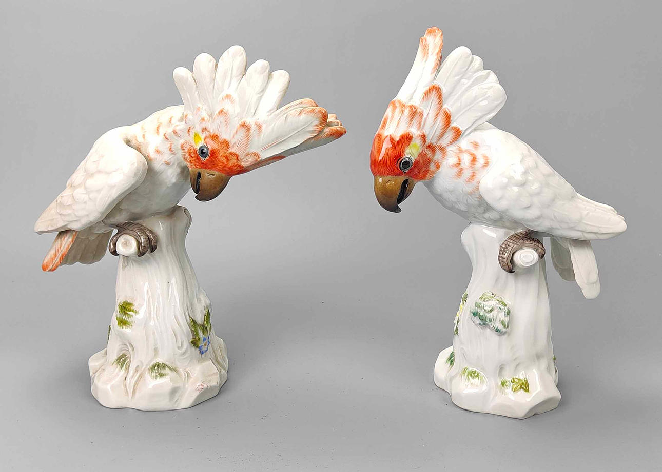 MEISSEN 2 KAKADU SKULPTUREN.