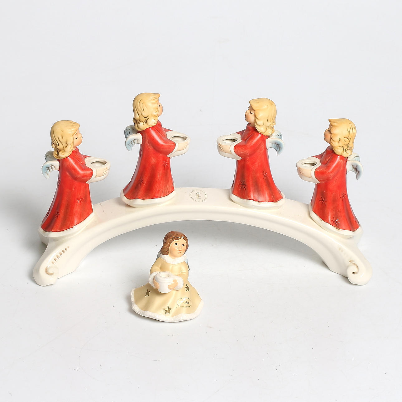 ADVENTLJUSSTAKE samt LJUSSTAKE, 2 delar, porslin, Goebel, 1900-tal.