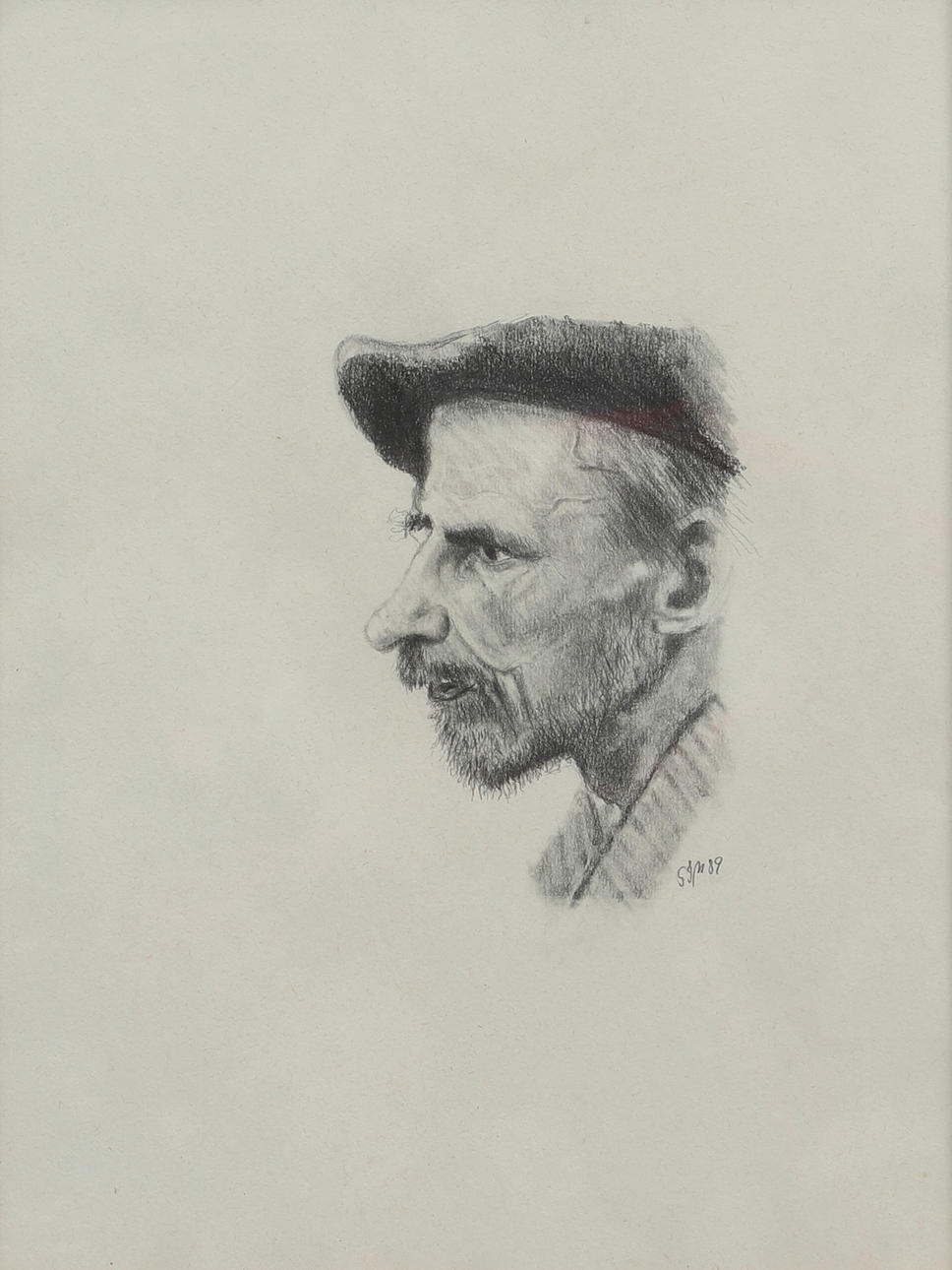 GÖRAN MÅNSSON. Bleistiftzeichnung, Portrait, signiert, 1989.