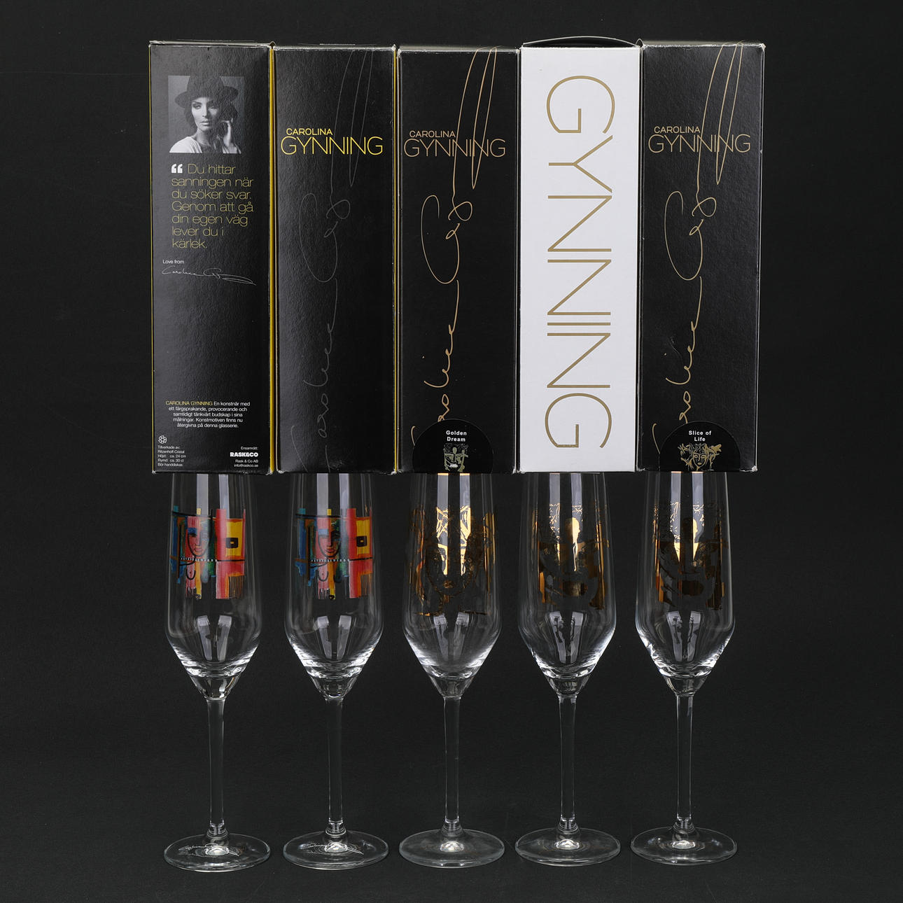 CAROLINA GYNNING. Champagneglas, 5 stykker.