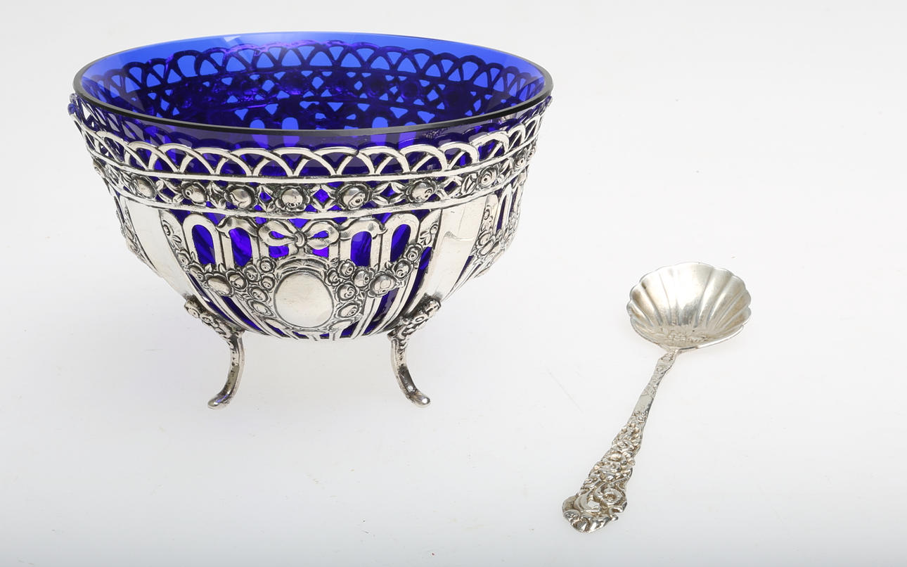 SKÅL och SKED, silver samt glas, Empirestil.